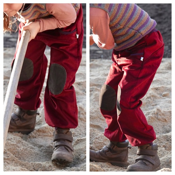 Pumphose Cord mit Flicken, Bordeaux