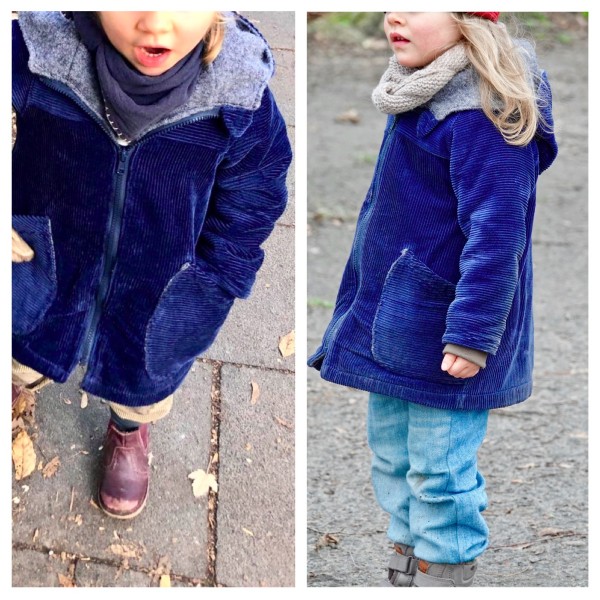 Jacke Cord/Wollwalk, Blau/Grau