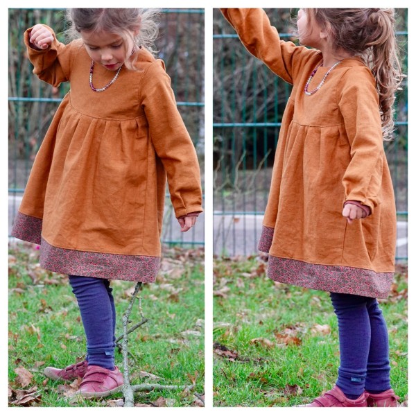 Kleid Leinen, Goldbraun