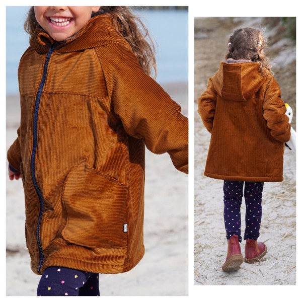 Jacke Cord/Wollwalk, Goldbraun/Sand