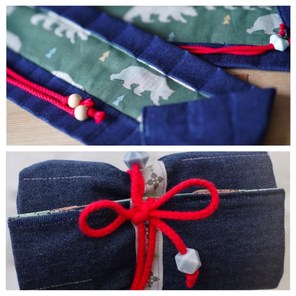 Rollmäppchen, Jeans Dunkelblau / Braunbär