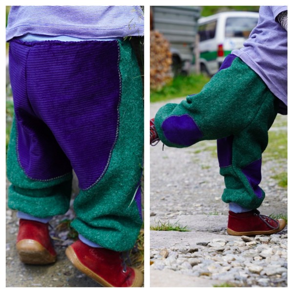 Walkhose mit Flicken vorne und hinten, Grün