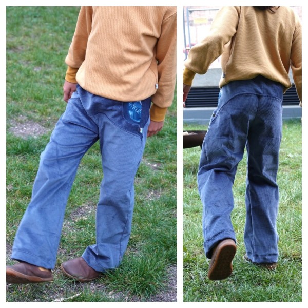 Cordhose, Staub Blau/Vögel