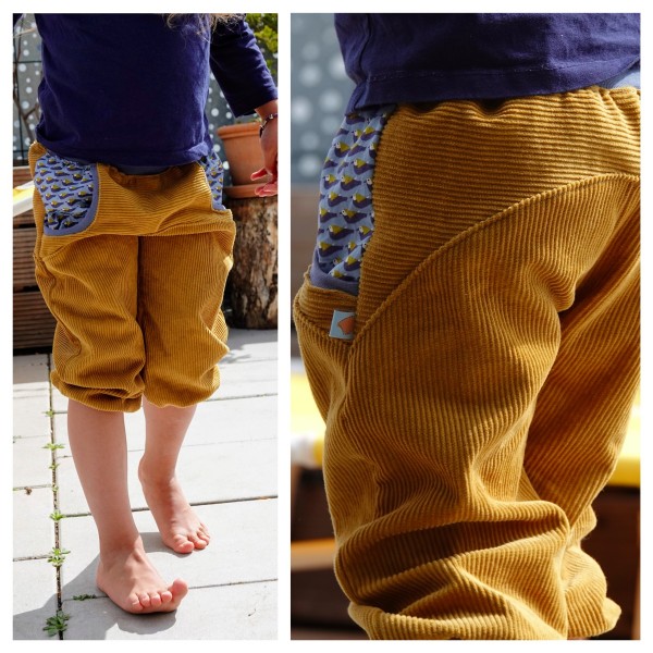 Knickerbocker, Senfgelb/Taubenblau