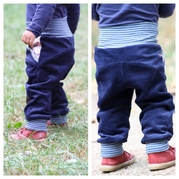 Pumphose Cord mit Flicken, Navy