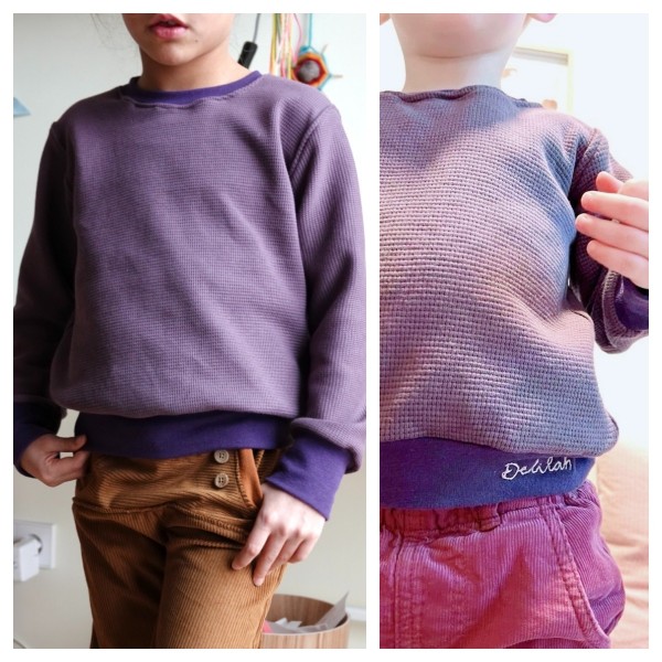 Sweatshirt Baumwollwaffel-Jersey, Malve