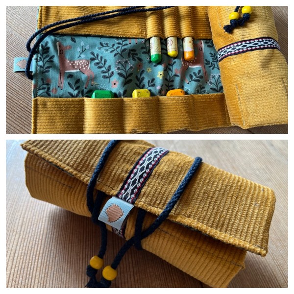 Rollmäppchen Cord, Gelb/Rehe