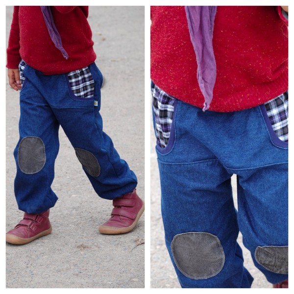Pumphose Jeans mit Flicken, Blau