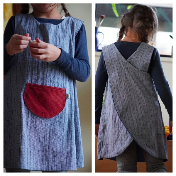 Schürzenkleid Baumwolle kariert/Jeans