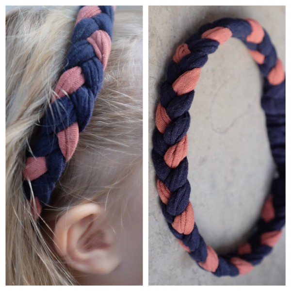 Haarband Musselin, Blau/Altrosa