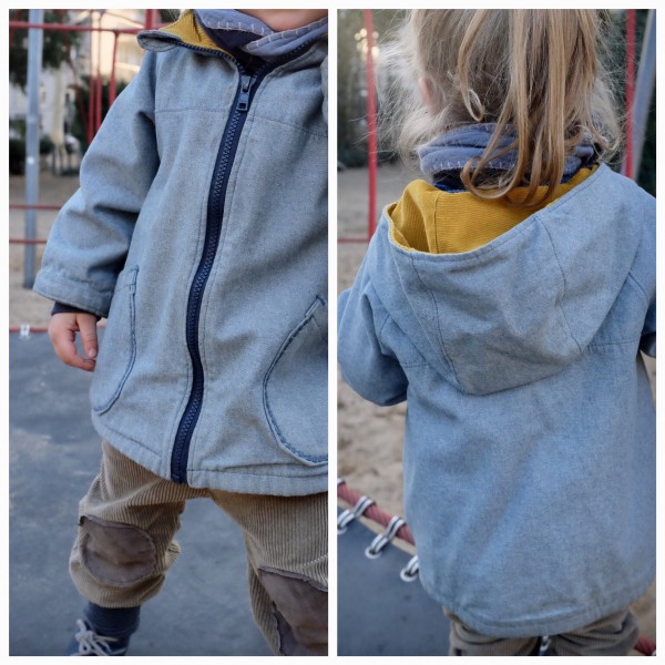 Jacke Cord/Baumwolle, Blau/Gelb