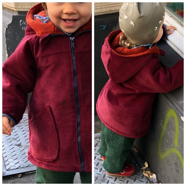 Jacke Cord/Wollwalk, Bordeaux/Rost