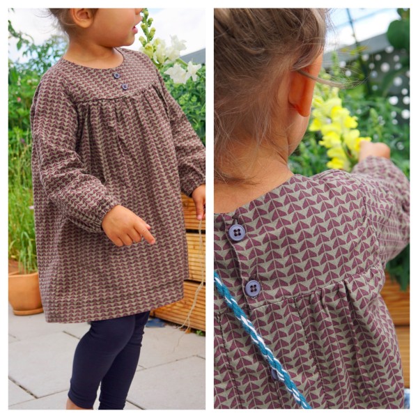 Kleid Baumwolle, Oliv/Weinrot